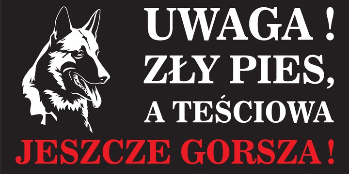 TABLICZKA OSTRZEGAWCZA (UWAGA ZŁY PIES)